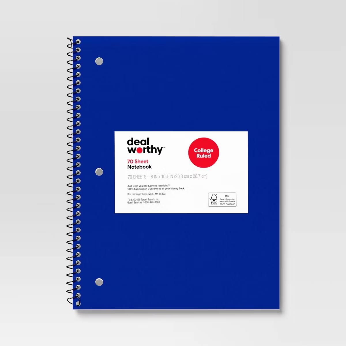 Subject Spiral Notebook College Ruled Blue - Dealworthy